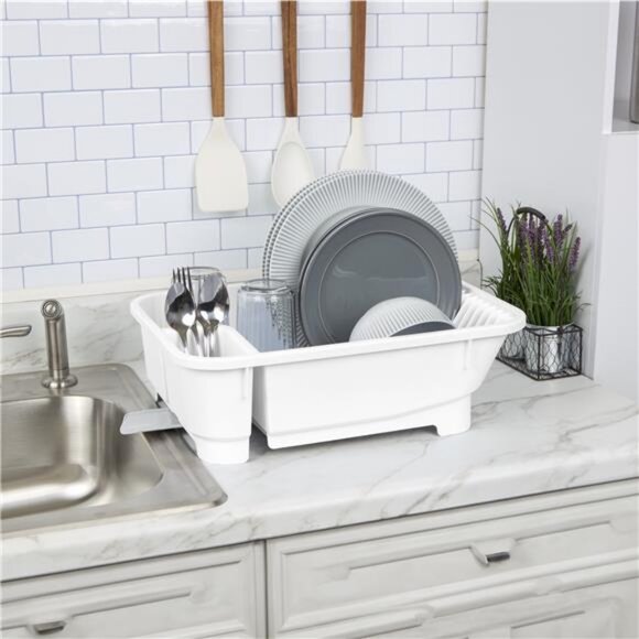 Sink Set, Space-efficient, Self-Draining with Retractable Spout, White - Picture 5 of 7